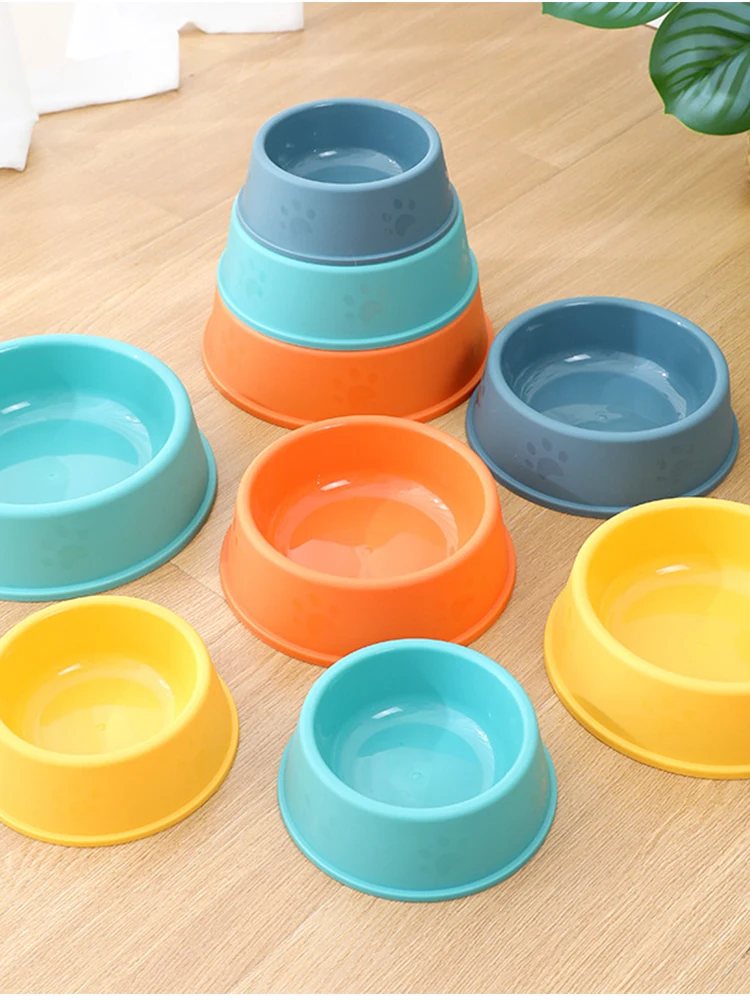 High-quality-solid-color-pet-bowl-Candy-color-Lightweight-plastic-single-bowl-Dog-cat-pet-bowl