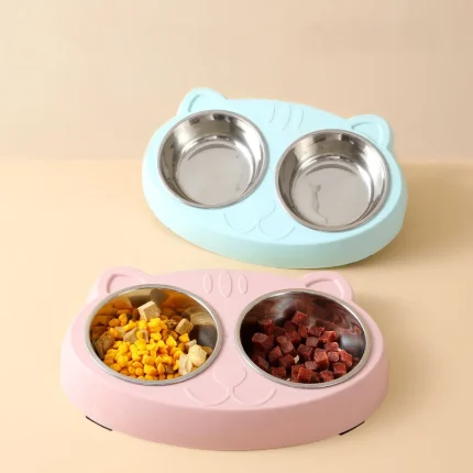 Macaron Double Delight: Colorful Pet Bowl Set for Dining Delight