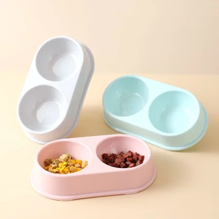 Stainless Steel Double Pet Bowl, Non-Slip Base for Secure Feeding, Protects Your Pet's Neck with Elevated Design