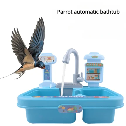 Aviary Splash: Automatic Parrot Bathtub with Multifunctional Feeding Water Dispenser
