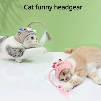 Whimsy Wear, Feathered Fun Cat Toy - Transformative Pet Headwear