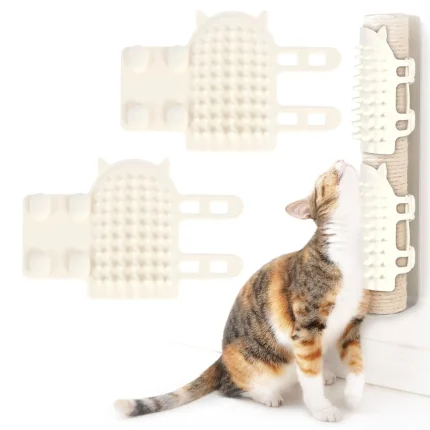 Cat Tickling Tool: Pet Itch Relief with 63 Round-Head Comb Teeth and Corner Brush Design