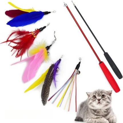 7-Piece Interactive Cat Toy Set: Retractable Wands & Hair Toys for Endless Feline Fun