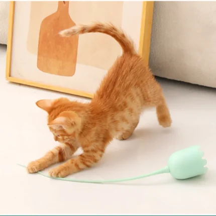 MagicTail MeowPlay, Electric Teaser Cat Toy with Rotating Ball & Bite-Resistant Silicone Tail