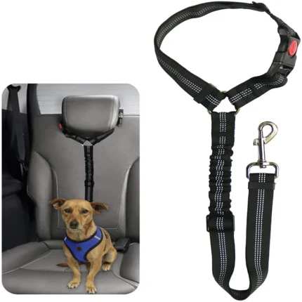 Safety Paws, Reflective Elastic Dog Car Seat Belt Leash for Secure Travel