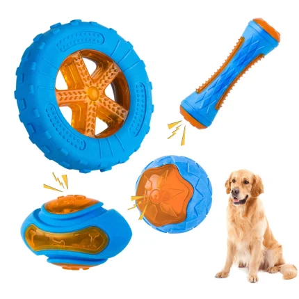SqueakSafe Chew Toy, Durable Rubber Dog Toy for Large Breeds, Perfect for Training, Play, and Dental Health