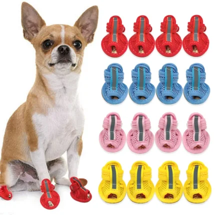 Paw-fection, Pink Non-slip Summer Dog Shoes Set for Petite Pups