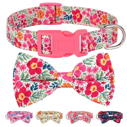 Floral Bows: Nylon Bowknot Dog Collar for Pups of All Sizes