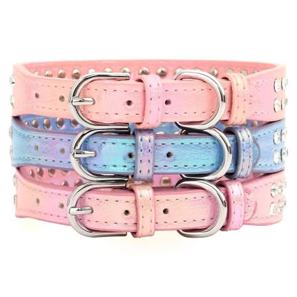 Dazzle Paws Crystal Leather Collar: Glamorous Style for Your Petite Pup