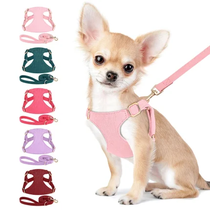 Stripe Walk: Cotton Mesh Harness and Leash Set for Small Dogs and Cats