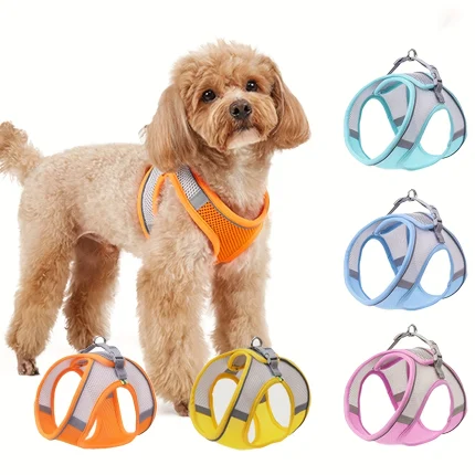 Glow Paws: Reflective Mesh Harness for Small to Medium Dogs - Walk Safe in Style