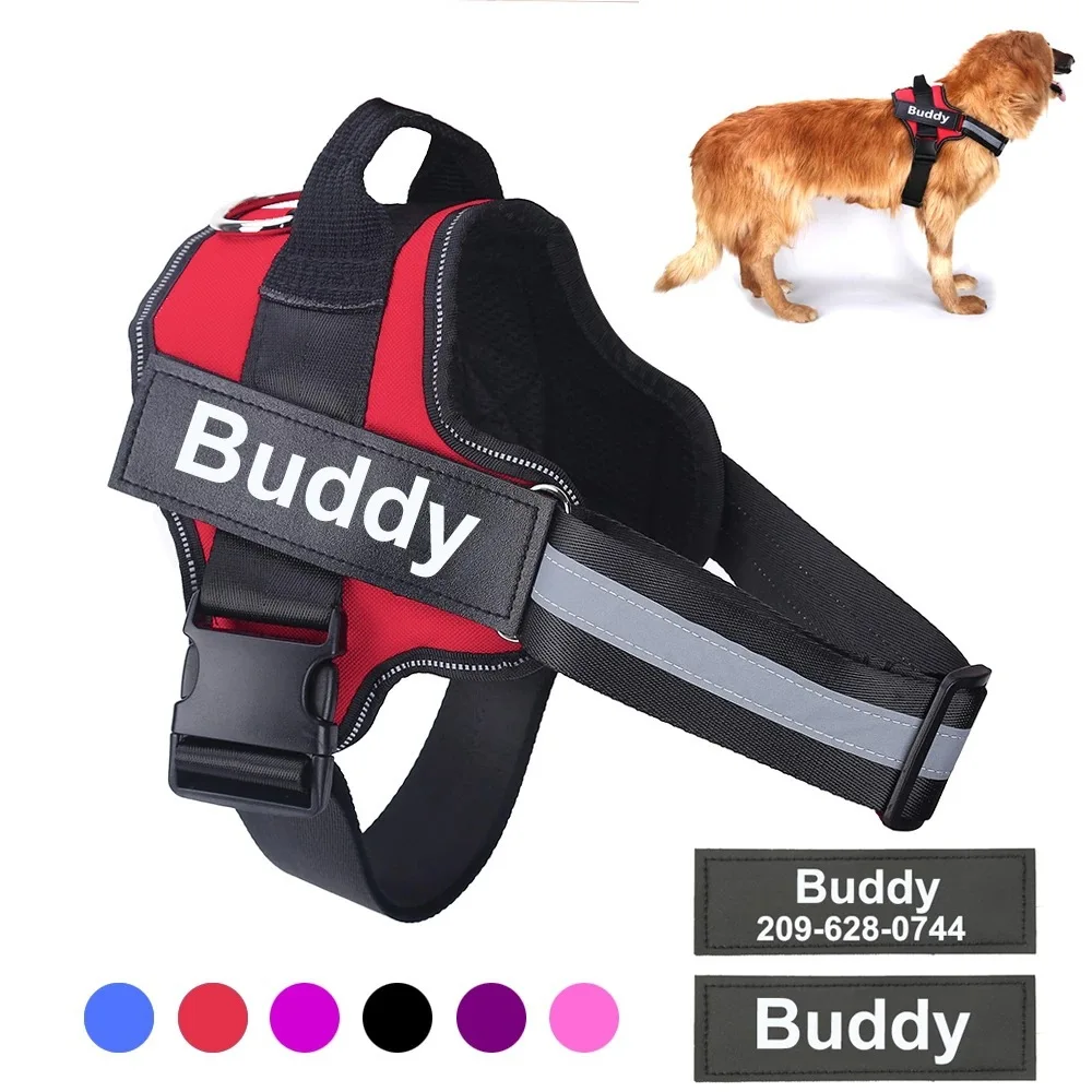 Personalized-Dog-Harness-Vest-ID-Customized-Reflective-NO-PULL-For-Small-Large-Dog-outdoor-Walk-Training
