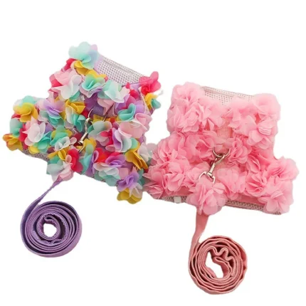 Flower Paws Pet Accessories: Stylish Matching Leash and Harness Set