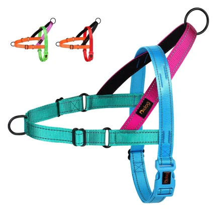 Reflective Control: No-Pull Nylon Dog Harness for Medium to Large Breeds