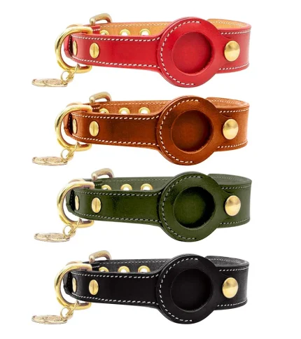Leather Lux Elegant AirTag Pet Collar for Stylish Security