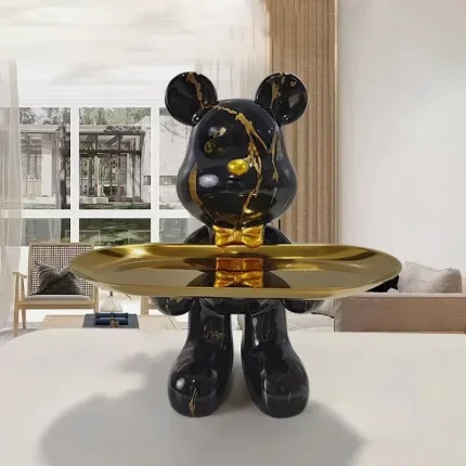 Graffiti Guardian: Bear Statue with Storage Shelf