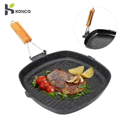 Iron Non-Stick Steak Frying Pan with Folding Handle