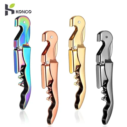 Stainless Steel Double Hinge Wine Opener with Foil Cutter