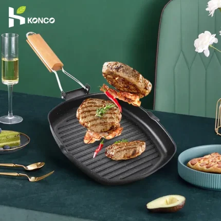 Non-Stick Maifan Stone Frying Pan with Foldable Handle