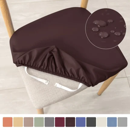 Waterproof PU Leather Dining Chair Cover with Straps