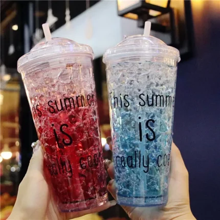Cartoon Ice Cup with Straw for Summer Drinks