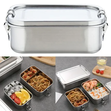 Stainless Steel Square Lunch Box with Compartments