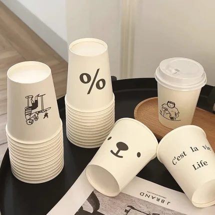 White Paper Cups for Coffee, Tea, and Parties