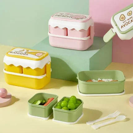 Kawaii Bento Lunch Box with Compartments for Kids