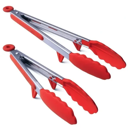 Heat-Resistant Stainless Steel BBQ Tongs with Silicone Tips