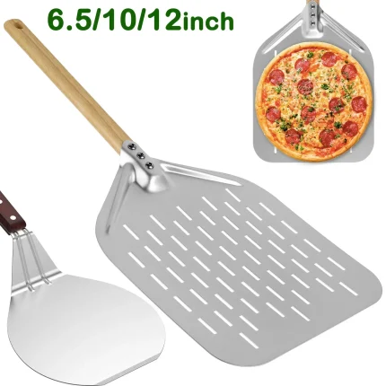 Metal Pizza Peel with Wood Handle for Baking