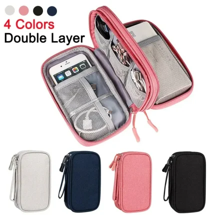 Portable Multi-Layer Travel Organizer for Digital Accessories