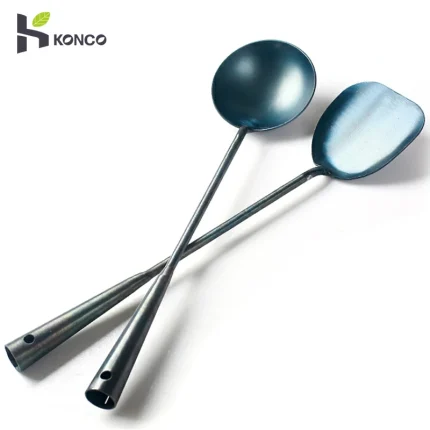 Handmade Iron Wok Spatula and Ladle Kitchen Tool Set