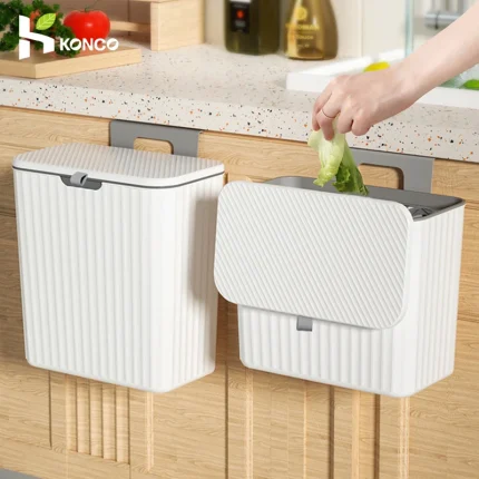 Wall-Mounted Kitchen Trash Can with Lid for Cabinets