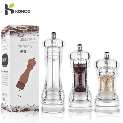 Acrylic Pepper Grinder with Adjustable Coarseness