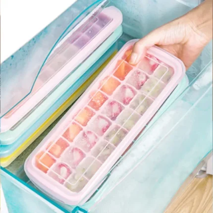 Silicone Ice Cube Tray with Lid and Scoop