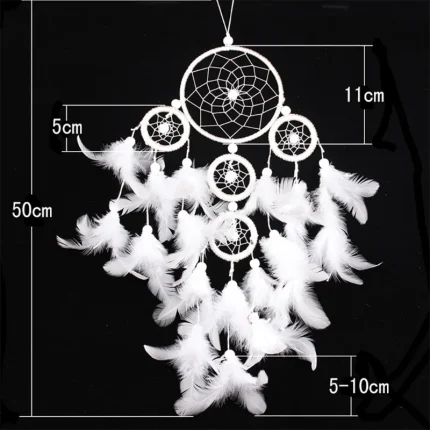 Large White Feather Dreamcatcher Wind Chime for Home Decor