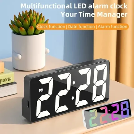 Minimalist LED Alarm Clock with Date and Temperature Display
