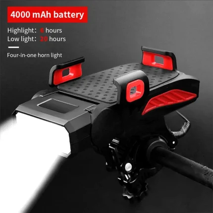 Portable Bike Phone Holder with Light and Horn Function