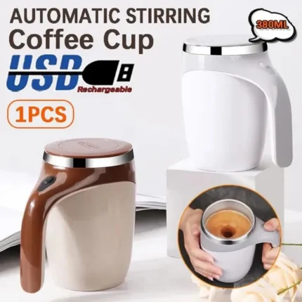 Self-Stirring Electric Mug with Lid for Coffee