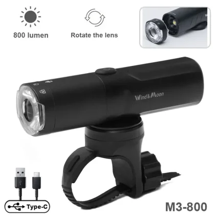 USB Rechargeable Bike Light with Rotatable Lens and Waterproof