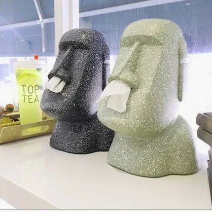 Moai Stone Figure Tissue Box for Home Decoration