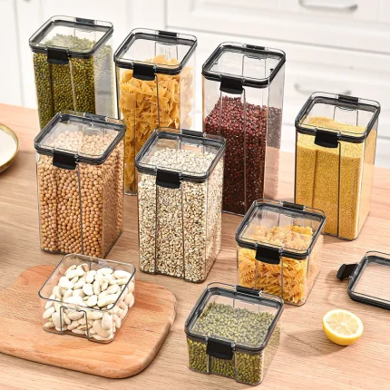 Stackable Transparent Kitchen Storage Jars for Dry Foods