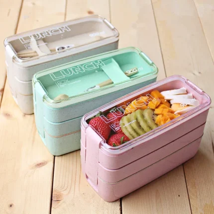 Portable Wheat Straw Lunch Box for Kids and Adults