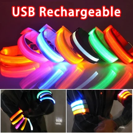 LED Night Running Armband USB Rechargeable Safety Wristband