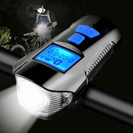 Waterproof Bicycle Light with USB Charging and LCD Display