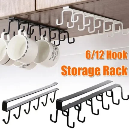 Punch-Free Kitchen Hook Rack for Utensil Organization