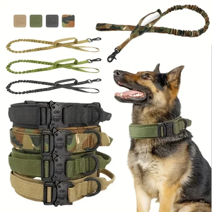 Durable Tactical Dog Collar and Leash Set for Training