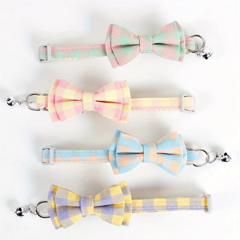 kf-Sed41c45445064f80b573f6c3008a4e82S-12pc-Adjustable-Nylon-Cat-Collar-With-Bell-And-Plaid-Bow-Tie-Cute-Kitten-Neck-Ring-Small